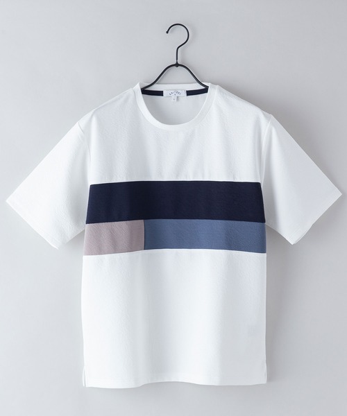 JEANS MATE(ジーンズメイト)の「KAITEKI+ ドライタッチ 吸水速乾 ストレッチ イージーケア ドライリップル 切り替えTシャツ(Tシャツ/カットソー・メンズ・ベージュ/ホワイト/ダークブルー/ネイビー・MEDIUM/LARGE/X-LARGE)」の5枚目の写真