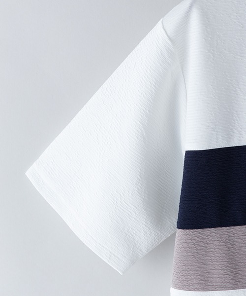 JEANS MATE(ジーンズメイト)の「KAITEKI+ ドライタッチ 吸水速乾 ストレッチ イージーケア ドライリップル 切り替えTシャツ(Tシャツ/カットソー・メンズ・ベージュ/ホワイト/ダークブルー/ネイビー・MEDIUM/LARGE/X-LARGE)」の11枚目の写真
