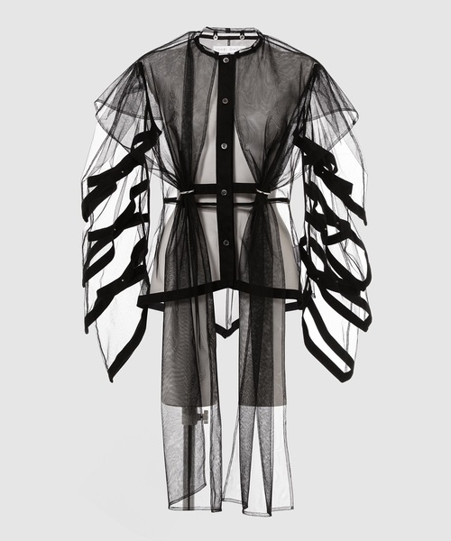 YOHEI OHNO(ヨウヘイオオノ)の「Armor Sleeve Tulle Shirt(シャツ/ブラウス・レディース・ブラック・36)」の1枚目の写真