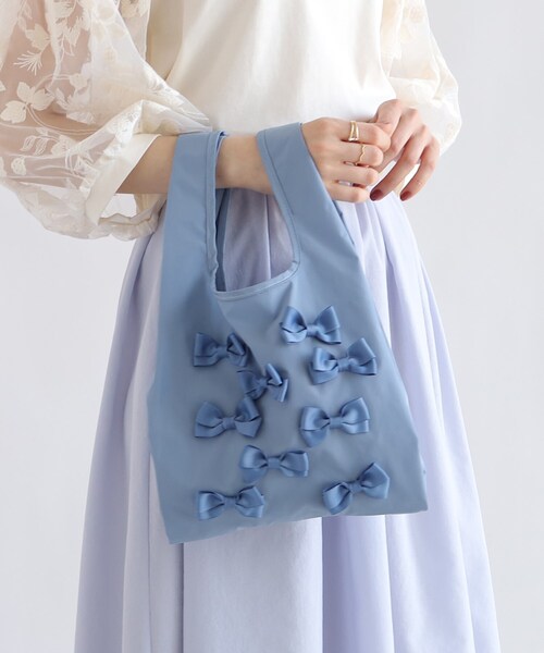 couture brooch(クチュールブローチ)の「メニーリボン エコバッグ(小)(エコバッグ/サブバッグ・レディース・ブラック/ピンク系/ブラック系/サックスブルー/サンドベージュ・00)」の21枚目の写真