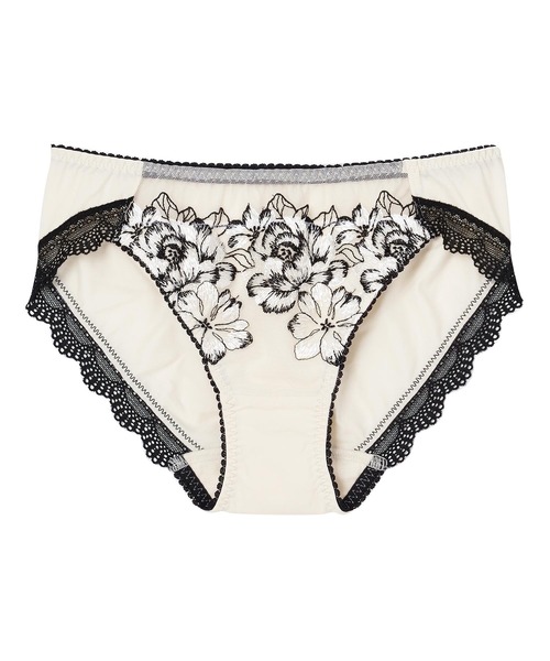 AMPHI(アンフィ)の「AMPHI/花束×エンブロイダリーレース ショーツ(ショーツ・レディース・ネイビー/サックスブルー/ブラック×ホワイト/グレイッシュベージュ・MEDIUM/LARGE)」の2枚目の写真