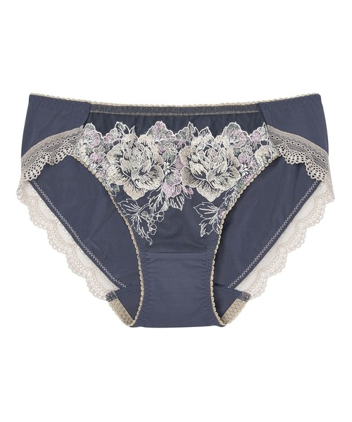 AMPHI(アンフィ)の「AMPHI/花束×エンブロイダリーレース ショーツ(ショーツ・レディース・ネイビー/サックスブルー/ブラック×ホワイト/グレイッシュベージュ・MEDIUM/LARGE)」の4枚目の写真