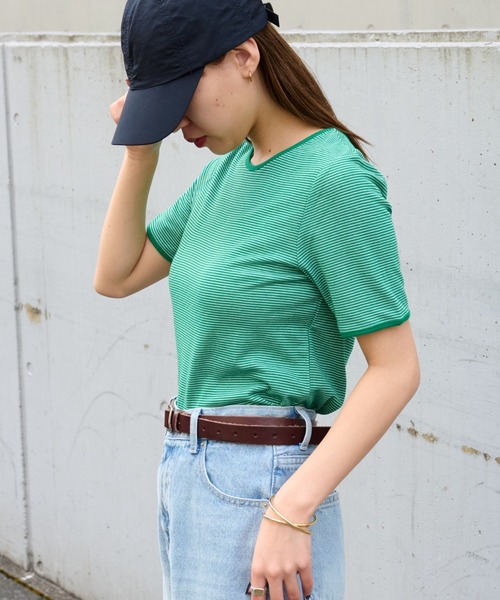 COLONY 2139(コロニートゥーワンスリーナイン)の「ミジンボーダー半袖Tシャツ(Tシャツ/カットソー・レディース・ブラック/グリーン/ブルー・FREE)」の3枚目の写真