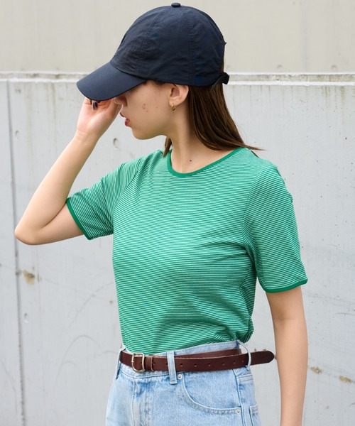 COLONY 2139(コロニートゥーワンスリーナイン)の「ミジンボーダー半袖Tシャツ(Tシャツ/カットソー・レディース・ブラック/グリーン/ブルー・FREE)」の6枚目の写真