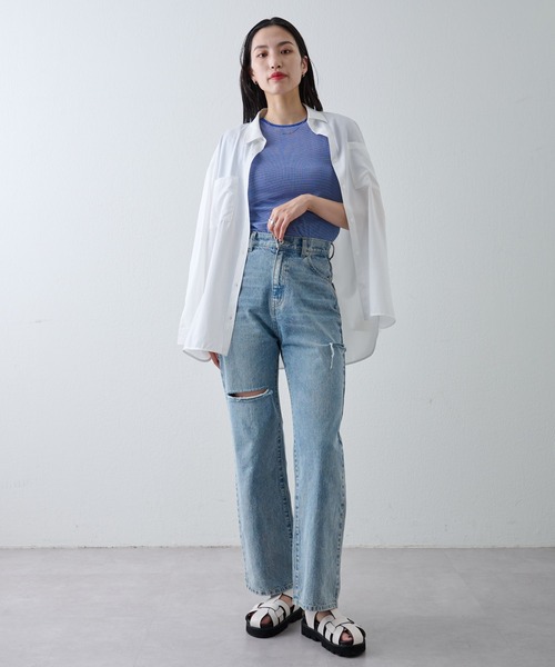 COLONY 2139(コロニートゥーワンスリーナイン)の「ミジンボーダー半袖Tシャツ(Tシャツ/カットソー・レディース・ブラック/グリーン/ブルー・FREE)」の12枚目の写真