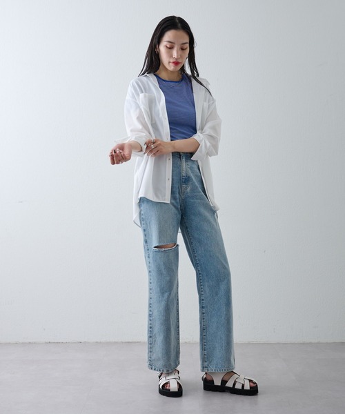 COLONY 2139(コロニートゥーワンスリーナイン)の「ミジンボーダー半袖Tシャツ(Tシャツ/カットソー・レディース・ブラック/グリーン/ブルー・FREE)」の14枚目の写真