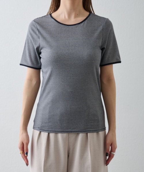 COLONY 2139(コロニートゥーワンスリーナイン)の「ミジンボーダー半袖Tシャツ(Tシャツ/カットソー・レディース・ブラック/グリーン/ブルー・FREE)」の15枚目の写真