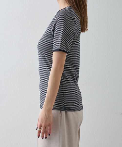 COLONY 2139(コロニートゥーワンスリーナイン)の「ミジンボーダー半袖Tシャツ(Tシャツ/カットソー・レディース・ブラック/グリーン/ブルー・FREE)」の16枚目の写真