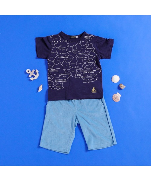 BeBe（ベベ）の「BeBe/パイルイージーハーフパンツ(80~140cm)（その他パンツ・キッズ・グレー/ブルー・140/90/130/80/110/100/120）」の2枚目の写真