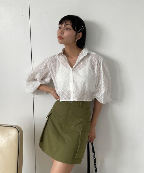 EPIMI E'PIMMY（エピミエピミー）の「コットンレースクロップドシャツ（シャツ/ブラウス・レディース・アイボリー/オフホワイト・MEDIUM）」の9枚目の写真