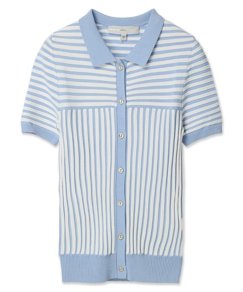 Guess（ゲス）の「Elvire Striped Knit Top（その他トップス・レディース・スカイブルー/オレンジ・MEDIUM/X-SMALL/SMALL）」の3枚目の写真