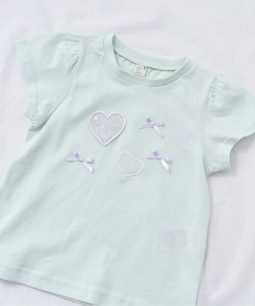 apres les cours（アプレレクール）の「パフェ・ハートモチーフTシャツ（Tシャツ/カットソー・キッズ・アイボリー/ミント/サーモンピンク/ネイビー・120/130/90/100/110/80/140）」の3枚目の写真