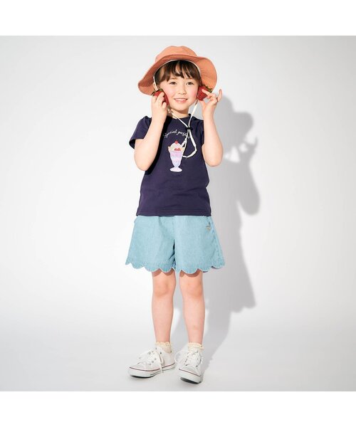 apres les cours（アプレレクール）の「パフェ・ハートモチーフTシャツ（Tシャツ/カットソー・キッズ・アイボリー/ミント/サーモンピンク/ネイビー・120/130/90/100/110/80/140）」の5枚目の写真