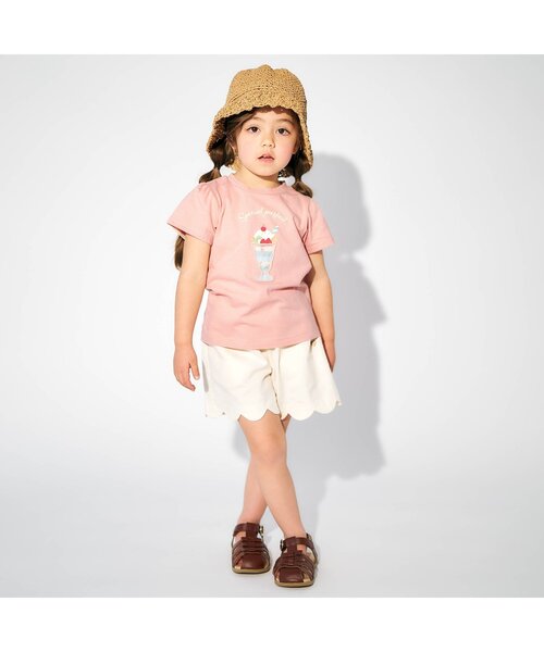 apres les cours（アプレレクール）の「パフェ・ハートモチーフTシャツ（Tシャツ/カットソー・キッズ・アイボリー/ミント/サーモンピンク/ネイビー・120/130/90/100/110/80/140）」の7枚目の写真