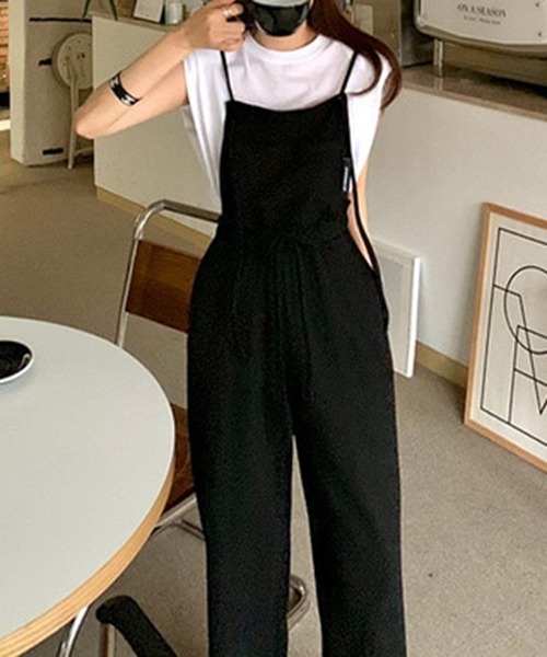 FREE STYLISTS(フリー スタイリスト)の「YUGA_YGMC キャミソール オールインワンワイドレングスパンツ(サロペット/オーバーオール・レディース・ブラック/ライトグレー・FREE)」の7枚目の写真