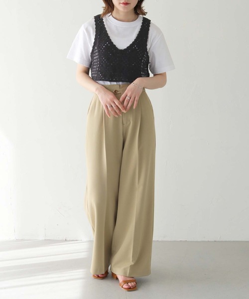 HER CLOSET（ハークローゼット）の「【shemoshelly】WEB限定クロシェビスチェ（ベスト・レディース・ブラック/ライトベージュ・M）」の12枚目の写真