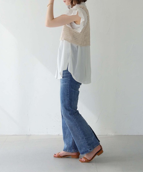 HER CLOSET（ハークローゼット）の「【shemoshelly】WEB限定クロシェビスチェ（ベスト・レディース・ブラック/ライトベージュ・M）」の7枚目の写真