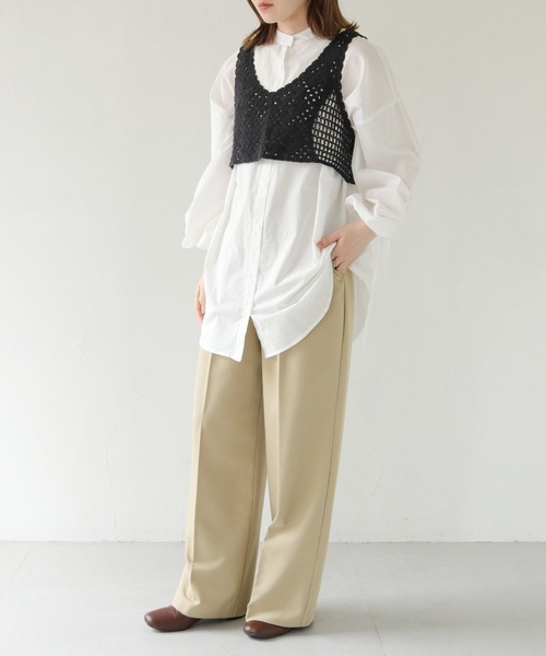 HER CLOSET（ハークローゼット）の「【shemoshelly】WEB限定クロシェビスチェ（ベスト・レディース・ブラック/ライトベージュ・M）」の21枚目の写真