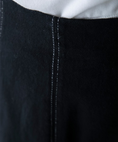 BONLECILL（ボンルシール）の「配色ステッチ フレアロングデニムスカート（デニムスカート・レディース・ブラック系/ネイビー/オフホワイト/ブラック・FREE）」の5枚目の写真