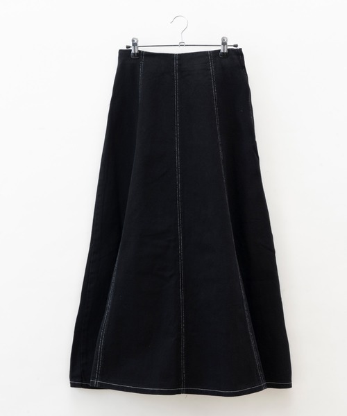 BONLECILL（ボンルシール）の「配色ステッチ フレアロングデニムスカート（デニムスカート・レディース・ブラック系/ネイビー/オフホワイト/ブラック・FREE）」の13枚目の写真
