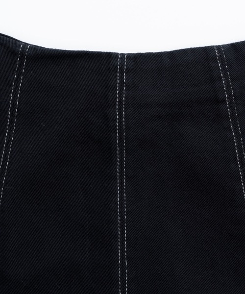 BONLECILL（ボンルシール）の「配色ステッチ フレアロングデニムスカート（デニムスカート・レディース・ブラック系/ネイビー/オフホワイト/ブラック・FREE）」の6枚目の写真