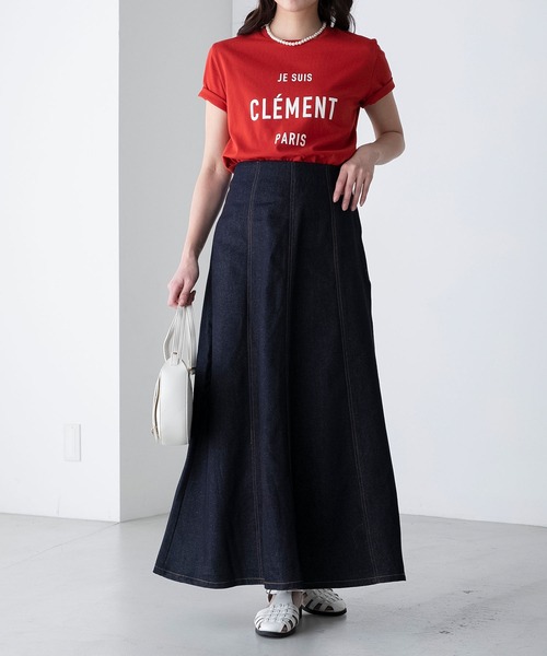 BONLECILL（ボンルシール）の「配色ステッチ フレアロングデニムスカート（デニムスカート・レディース・ブラック系/ネイビー/オフホワイト/ブラック・FREE）」の22枚目の写真