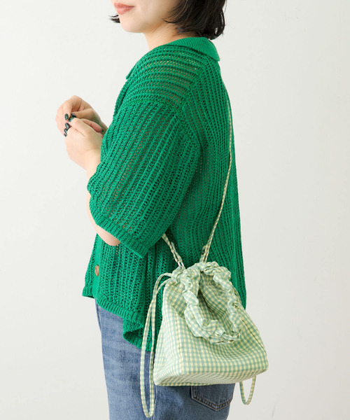 URBAN RESEARCH Sonny Label（アーバンリサーチサニーレーベル）の「ギンガムギャザーハンドルバッグ（ハンドバッグ・レディース・ブラック/グリーン/ピンク・ONE）」の6枚目の写真