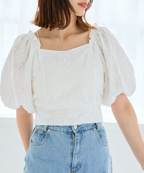 MAJESTIC LEGON(マジェスティックレゴン)の「刺繍レースコットンブラウス(シャツ/ブラウス・レディース・オフホワイト/ピンク/ブラック・MEDIUM)」の7枚目の写真