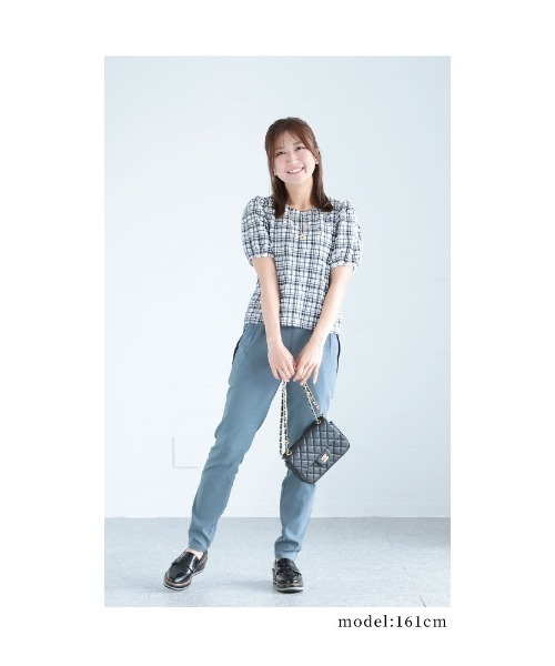 Sawa a la mode(サワアラモード)の「チェック柄ふんわり袖トップス(Tシャツ/カットソー・レディース・グリーン/ベージュ/ブラック・FREE)」の21枚目の写真