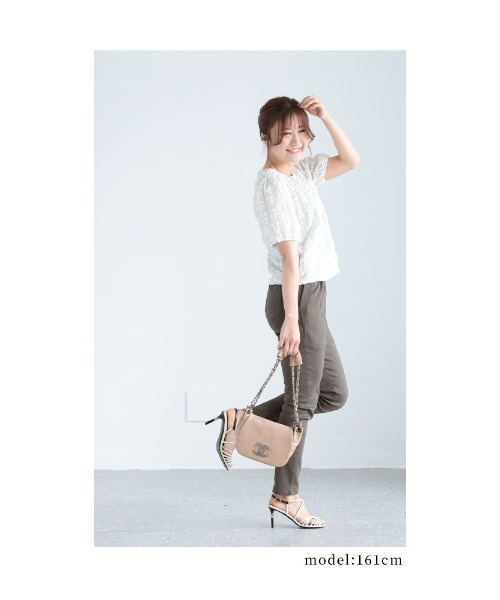 Sawa a la mode(サワアラモード)の「チェック柄ふんわり袖トップス(Tシャツ/カットソー・レディース・グリーン/ベージュ/ブラック・FREE)」の15枚目の写真