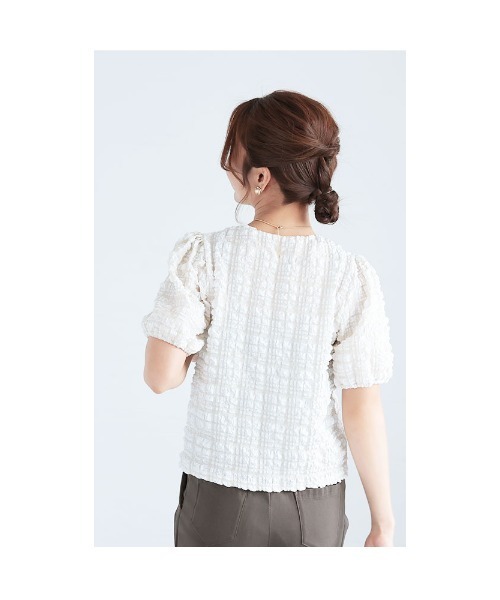Sawa a la mode(サワアラモード)の「チェック柄ふんわり袖トップス(Tシャツ/カットソー・レディース・グリーン/ベージュ/ブラック・FREE)」の19枚目の写真