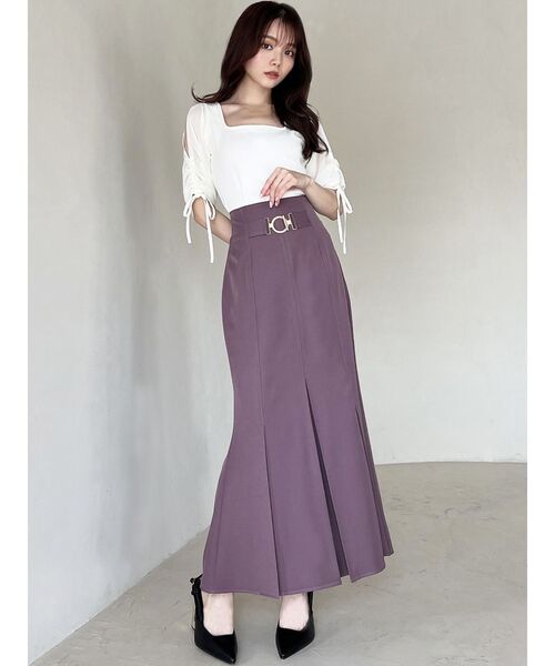 RESEXXY（リゼクシー）の「ギャザースリーブカットリブトップス（Tシャツ/カットソー・レディース・ブラック/ブルー/ホワイト/ネイビー・FREE）」の6枚目の写真