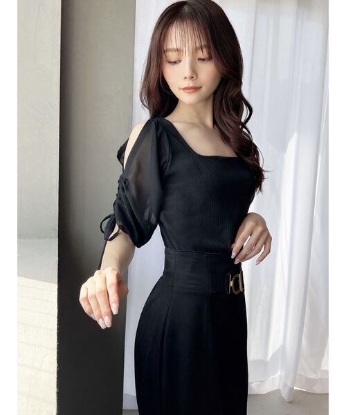 RESEXXY（リゼクシー）の「ギャザースリーブカットリブトップス（Tシャツ/カットソー・レディース・ブラック/ブルー/ホワイト/ネイビー・FREE）」の17枚目の写真