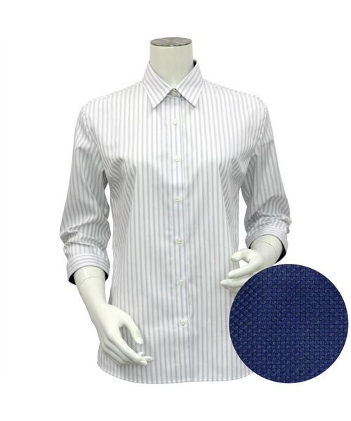 TOKYO SHIRTS（トウキョウシャツ）の「形態安定ノーアイロン レギュラー 七分袖ビジネスワイシャツ（ビジネスシャツ・レディース・ライトパープル・S/M/L/LL/XL）」の3枚目の写真