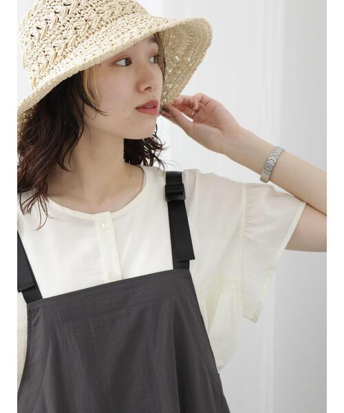 Samansa Mos2 blue(サマンサモスモスブルー)の「シャーリング切替ブラウス(シャツ/ブラウス・レディース・オフホワイト/ブラック/ブルー・F)」の1枚目の写真