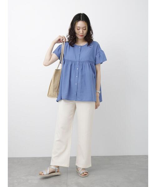 Samansa Mos2 blue(サマンサモスモスブルー)の「シャーリング切替ブラウス(シャツ/ブラウス・レディース・オフホワイト/ブラック/ブルー・F)」の12枚目の写真