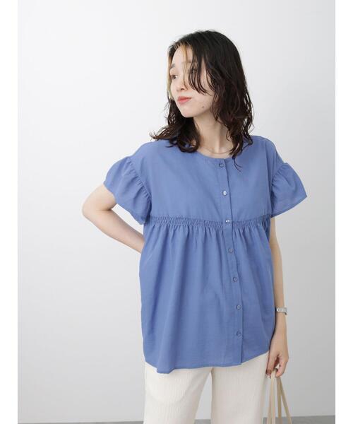 Samansa Mos2 blue(サマンサモスモスブルー)の「シャーリング切替ブラウス(シャツ/ブラウス・レディース・オフホワイト/ブラック/ブルー・F)」の16枚目の写真
