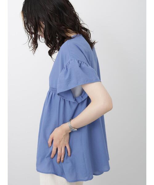 Samansa Mos2 blue(サマンサモスモスブルー)の「シャーリング切替ブラウス(シャツ/ブラウス・レディース・オフホワイト/ブラック/ブルー・F)」の18枚目の写真