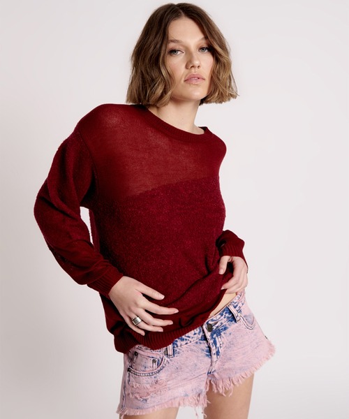 One Tea spoon（ワンティースプーン）の「ONE TEASPOON/ワンティースプーン SHATTERED CREW KNIT SWEATER セーター（ニット/セーター・レディース・ワインレッド・S）」の17枚目の写真