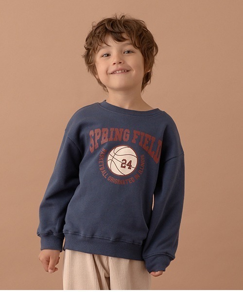 b・ROOM（ビールーム）の「【表コットン毛玉バイバイ】アソートプリントスウェット（スウェット・キッズ・オートミール/ネイビー/チャコール/グレイッシュベージュ/ダークグリーン/グレイッシュブルー・100cm/110cm/120cm/130cm/140cm/150cm）」の5枚目の写真