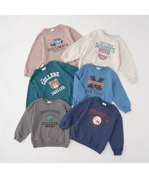 b・ROOM（ビールーム）の「【表コットン毛玉バイバイ】アソートプリントスウェット（スウェット・キッズ・オートミール/ネイビー/チャコール/グレイッシュベージュ/ダークグリーン/グレイッシュブルー・100cm/110cm/120cm/130cm/140cm/150cm）」の7枚目の写真