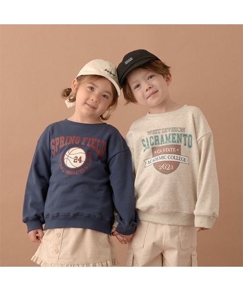 b・ROOM（ビールーム）の「【表コットン毛玉バイバイ】アソートプリントスウェット（スウェット・キッズ・オートミール/ネイビー/チャコール/グレイッシュベージュ/ダークグリーン/グレイッシュブルー・100cm/110cm/120cm/130cm/140cm/150cm）」の18枚目の写真