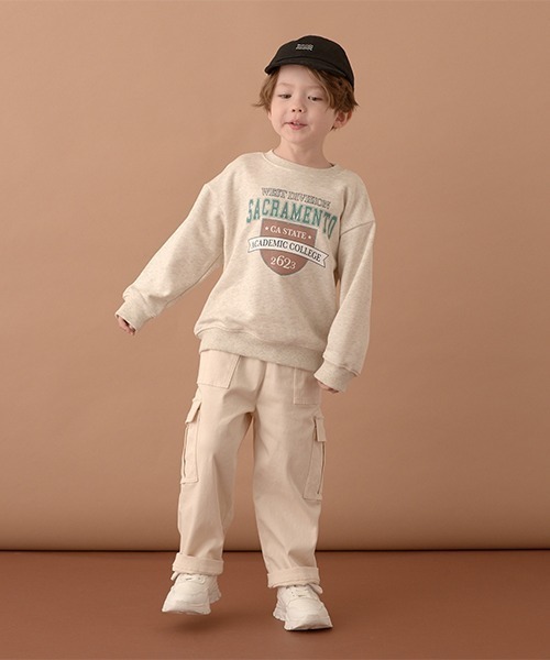 b・ROOM（ビールーム）の「【表コットン毛玉バイバイ】アソートプリントスウェット（スウェット・キッズ・オートミール/ネイビー/チャコール/グレイッシュベージュ/ダークグリーン/グレイッシュブルー・100cm/110cm/120cm/130cm/140cm/150cm）」の21枚目の写真