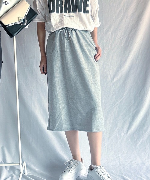 ROOPTOKYO（ループトウキョウ）の「▲Sweat Long Skirt / スウェットロングスカート（スカート・レディース・ブラック/グレー・FREE）」の6枚目の写真