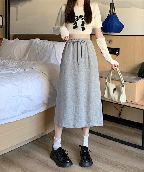 ROOPTOKYO（ループトウキョウ）の「▲Sweat Long Skirt / スウェットロングスカート（スカート・レディース・ブラック/グレー・FREE）」の9枚目の写真
