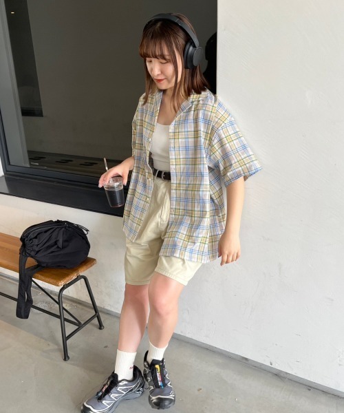 nemne store（ネンネストア）の「【低身長用サイズあり】開襟オーバー柄シャツ（シャツ/ブラウス・レディース・グレー/ミント/ベージュ・SMALL/MEDIUM）」の10枚目の写真