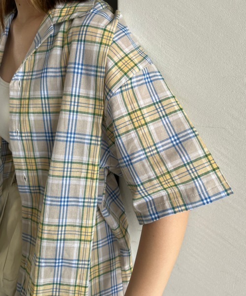 nemne store（ネンネストア）の「【低身長用サイズあり】開襟オーバー柄シャツ（シャツ/ブラウス・レディース・グレー/ミント/ベージュ・SMALL/MEDIUM）」の12枚目の写真