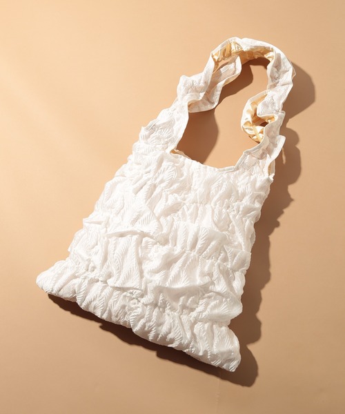 Casselini（キャセリーニ）の「【Casselini】A4・PCも収納可能◎ギャザートートバッグ 232-110513（トートバッグ・レディース・ブラック/アイボリー/パープル/ブラック系その他2/アイボリー系2/サックスブルー/オレンジ・FREE）」の2枚目の写真