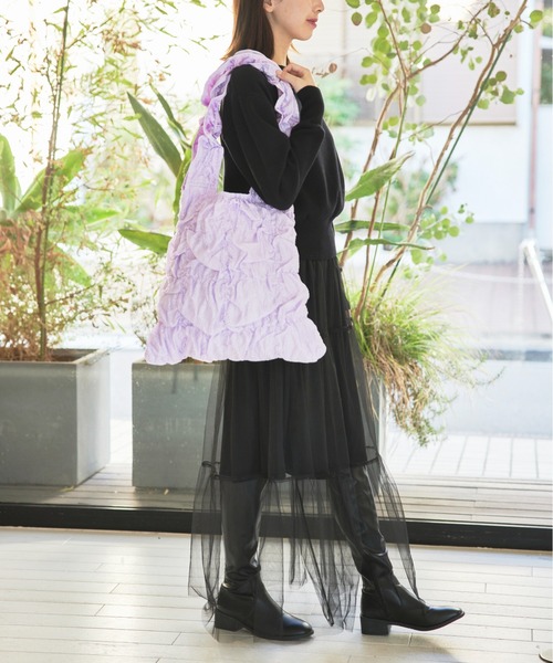 Casselini（キャセリーニ）の「【Casselini】A4・PCも収納可能◎ギャザートートバッグ 232-110513（トートバッグ・レディース・ブラック/アイボリー/パープル/ブラック系その他2/アイボリー系2/サックスブルー/オレンジ・FREE）」の16枚目の写真