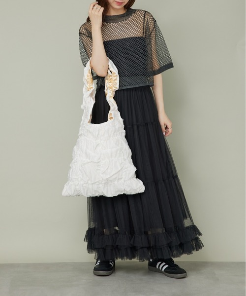 Casselini（キャセリーニ）の「【Casselini】A4・PCも収納可能◎ギャザートートバッグ 232-110513（トートバッグ・レディース・ブラック/アイボリー/パープル/ブラック系その他2/アイボリー系2/サックスブルー/オレンジ・FREE）」の21枚目の写真